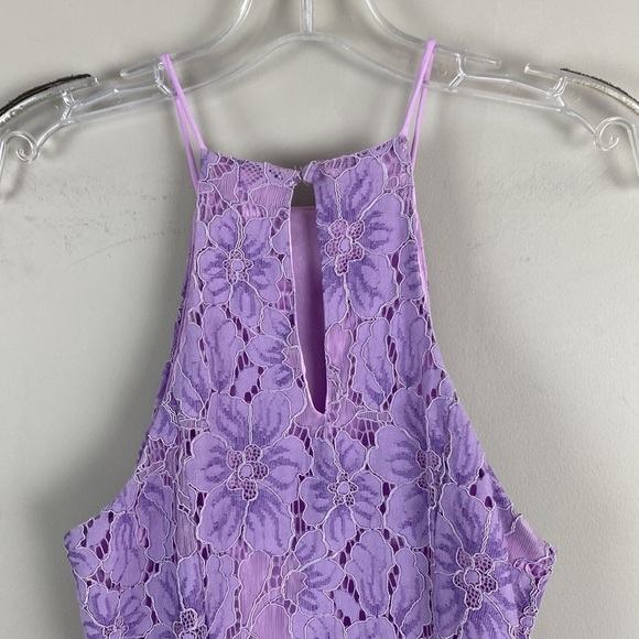 NBD Women Lilac Bria Halter Lace Mini Dress Size XS Lover Era Fairy Purple - Picture 7 of 12